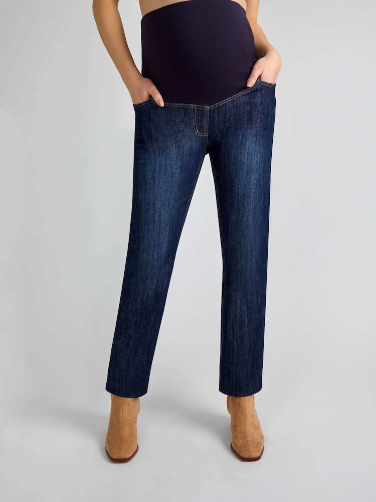 JoJo Maman Bébé Mid Wash Straight Leg Maternity Jeans - Image 1 of 3