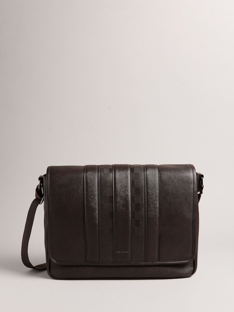 Ted Baker Brown Wayvon House Check PU Messenger Bag - Image 1 of 5