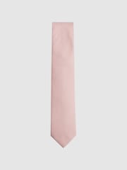 Reiss Soft Pink Ceremony Textured Silk-Blend Tie - Image 1 of 5