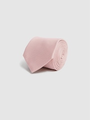 Reiss Soft Pink Ceremony Textured Silk-Blend Tie - Image 3 of 5