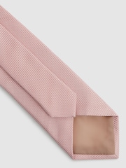 Reiss Soft Pink Ceremony Textured Silk-Blend Tie - Image 4 of 5