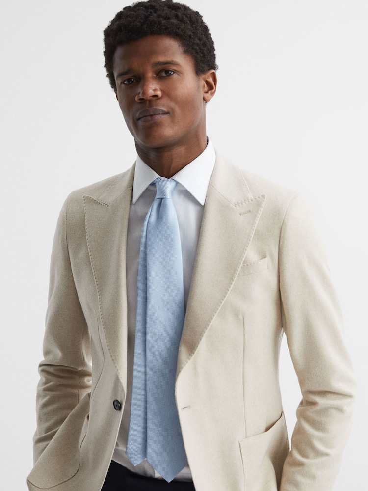 Reiss Soft Blue Ceremony Textured Silk-Blend Tie - Image 2 of 5