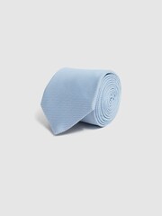 Reiss Soft Blue Ceremony Textured Silk-Blend Tie - Image 3 of 5