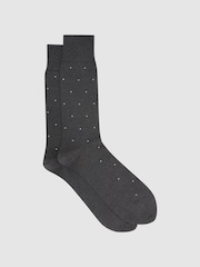 Reiss Charcoal Mario Spot Polka Dot Socks - Image 1 of 3