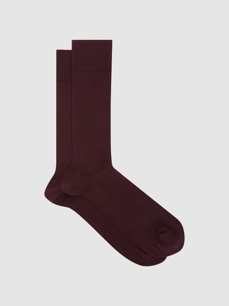 Reiss Bordeaux Fela Ribbed Socks - Image 1 of 3