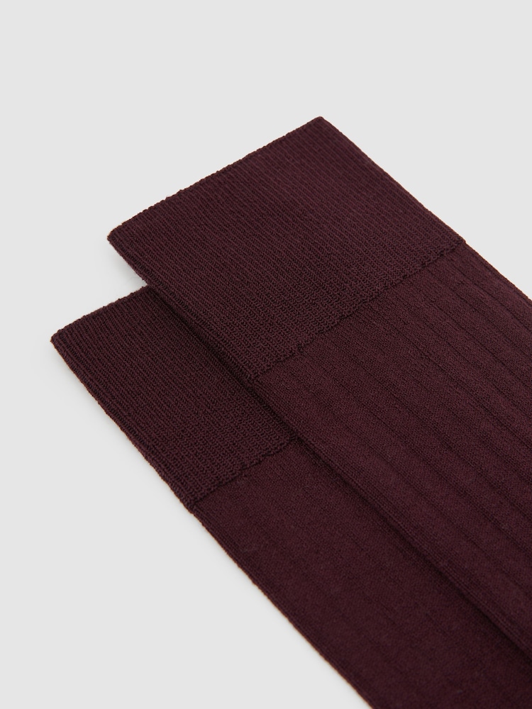 Reiss Bordeaux Fela Ribbed Socks - Image 2 of 3