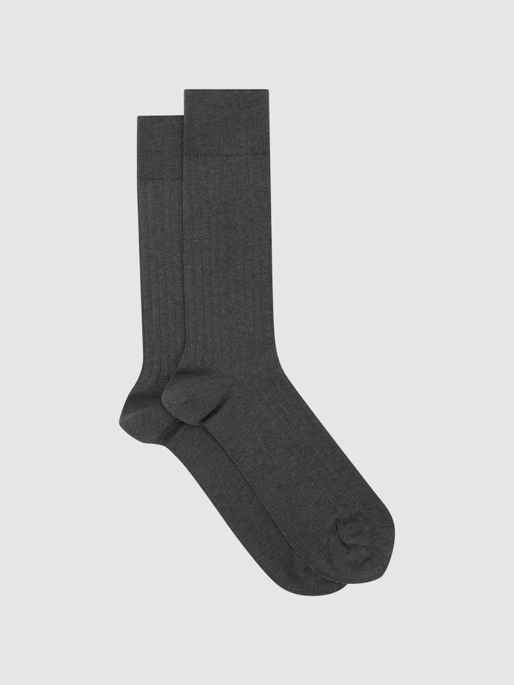 Reiss Charcoal Fela Ribbed Socks - Image 6 of 6 Reiss Charcoal Fela Ribbed Socks - Image 6 of 6