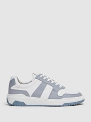 Reiss Airforce Blue Arlo Low Top Leather Trainers - Image 1 of 5