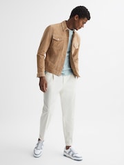 Reiss Airforce Blue Arlo Low Top Leather Trainers - Image 2 of 5