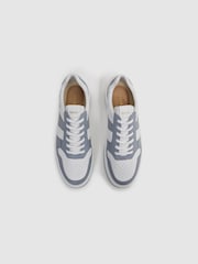 Reiss Airforce Blue Arlo Low Top Leather Trainers - Image 3 of 5