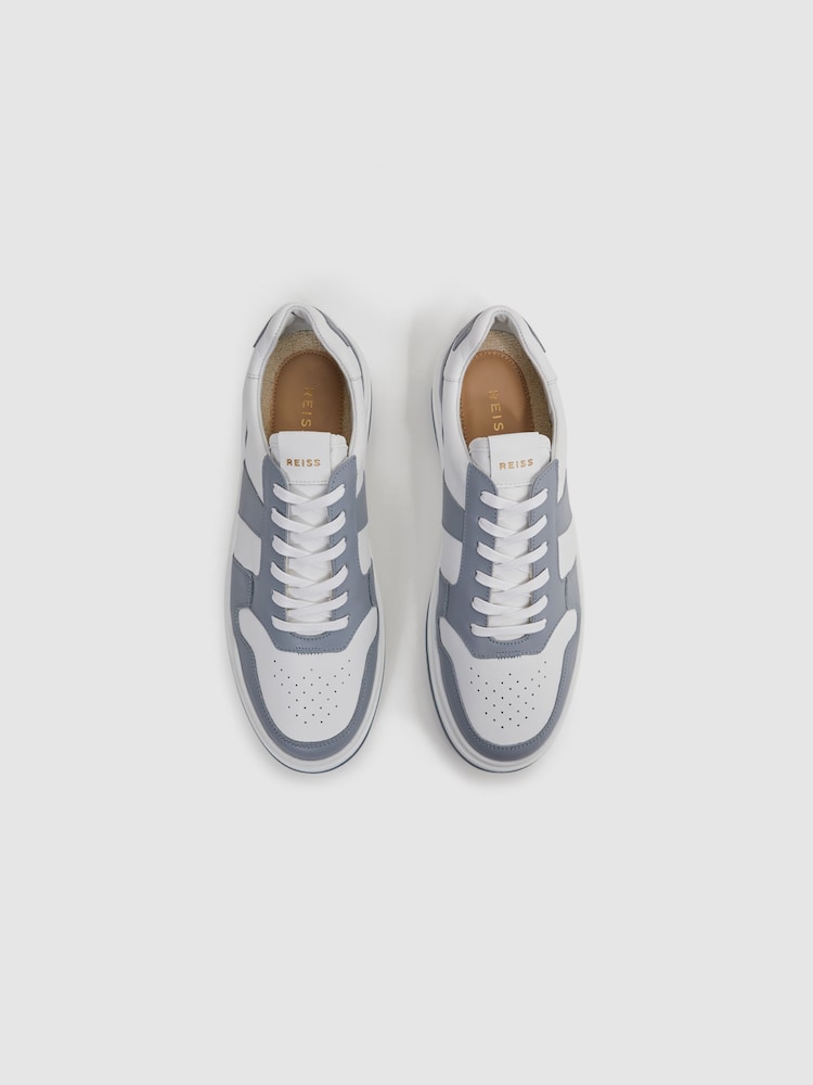 Reiss Airforce Blue Arlo Low Top Leather Trainers - Image 3 of 5