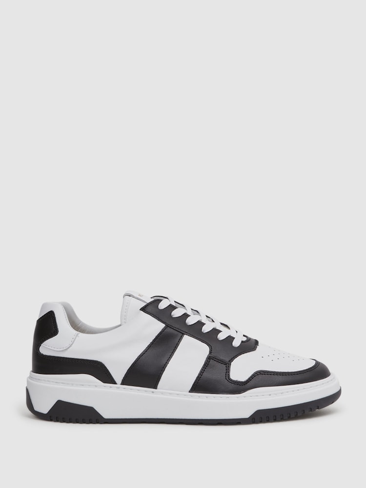 Reiss Black Arlo Low Top Leather Trainers - Image 1 of 5