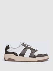 Reiss Brown Arlo Low Top Leather Trainers - Image 1 of 5
