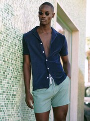 Reiss Bright Green/White Shape Printed Drawstring Swim Shorts - Image 3 of 8