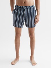 Reiss Navy Palm Striped Swim Shorts - Image 1 of 6