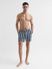 Reiss Navy Palm Striped Swim Shorts - Image 3 of 6
