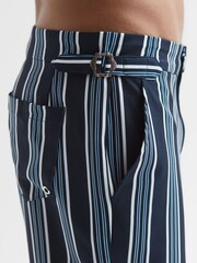 Reiss Navy Palm Striped Swim Shorts - Image 4 of 6