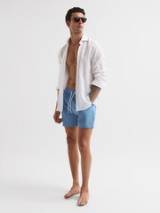 Reiss Royal Blue Beach Plain Drawstring Swim Shorts - Image 7 of 7