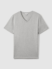 Reiss Grey Marl Dayton Cotton V-Neck T-Shirt - Image 2 of 7