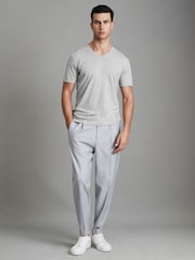 Reiss Grey Marl Dayton Cotton V-Neck T-Shirt - Image 3 of 7