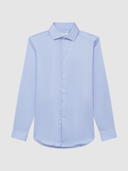 Reiss Mid Blue Remote Slim Fit Cotton Sateen Shirt - Image 2 of 8