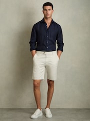 Reiss Chalk Wicket Cotton Chino Shorts with Stretch - Image 1 of 6