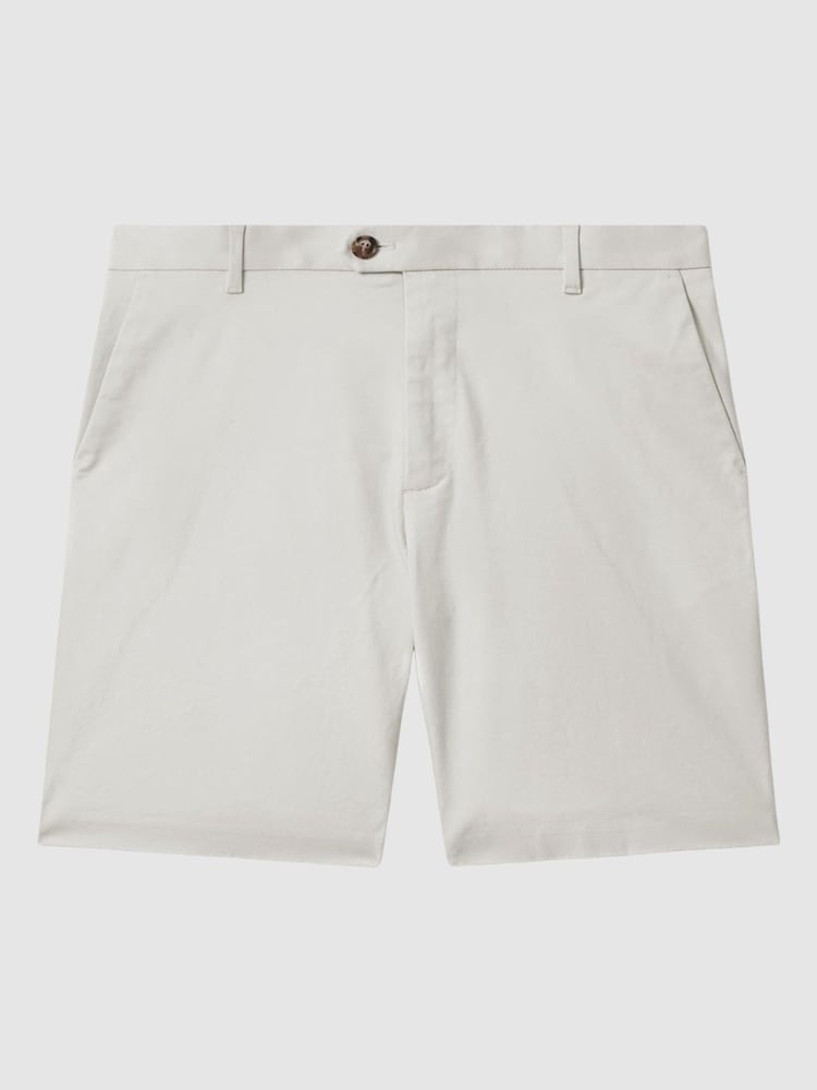 Reiss Chalk Wicket Cotton Chino Shorts with Stretch - Image 2 of 6