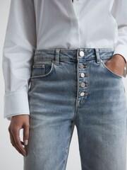 Reiss Light Blue Maisie Cropped Mid Rise Straight Leg Jeans - Image 4 of 5