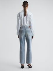 Reiss Light Blue Maisie Cropped Mid Rise Straight Leg Jeans - Image 5 of 5