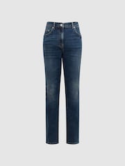 Reiss Mid Blue Phillipa Straight Leg Boyfriend Jeans - Image 2 of 5
