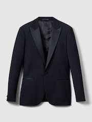 Reiss Navy Poker Peak Lapel Regular Fit Single Breasted Tuxedo Jacket - Image 2 of 7