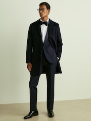 Reiss Navy Poker Peak Lapel Regular Fit Single Breasted Tuxedo Jacket - Image 3 of 7