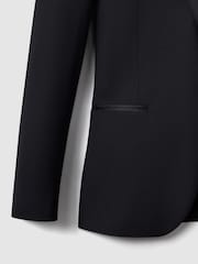 Reiss Navy Poker Peak Lapel Regular Fit Single Breasted Tuxedo Jacket - Image 7 of 7