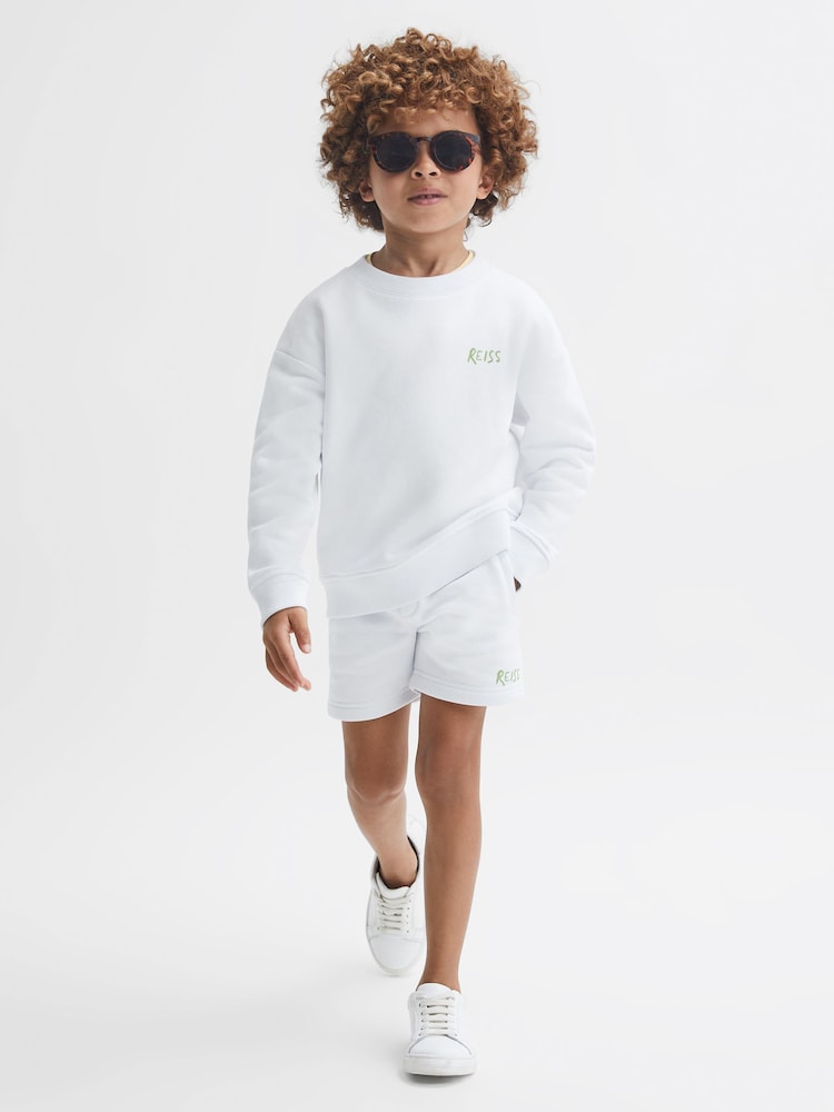 Reiss Ecru Positano Senior Cotton Crew Neck Jumper - Image 1 of 7