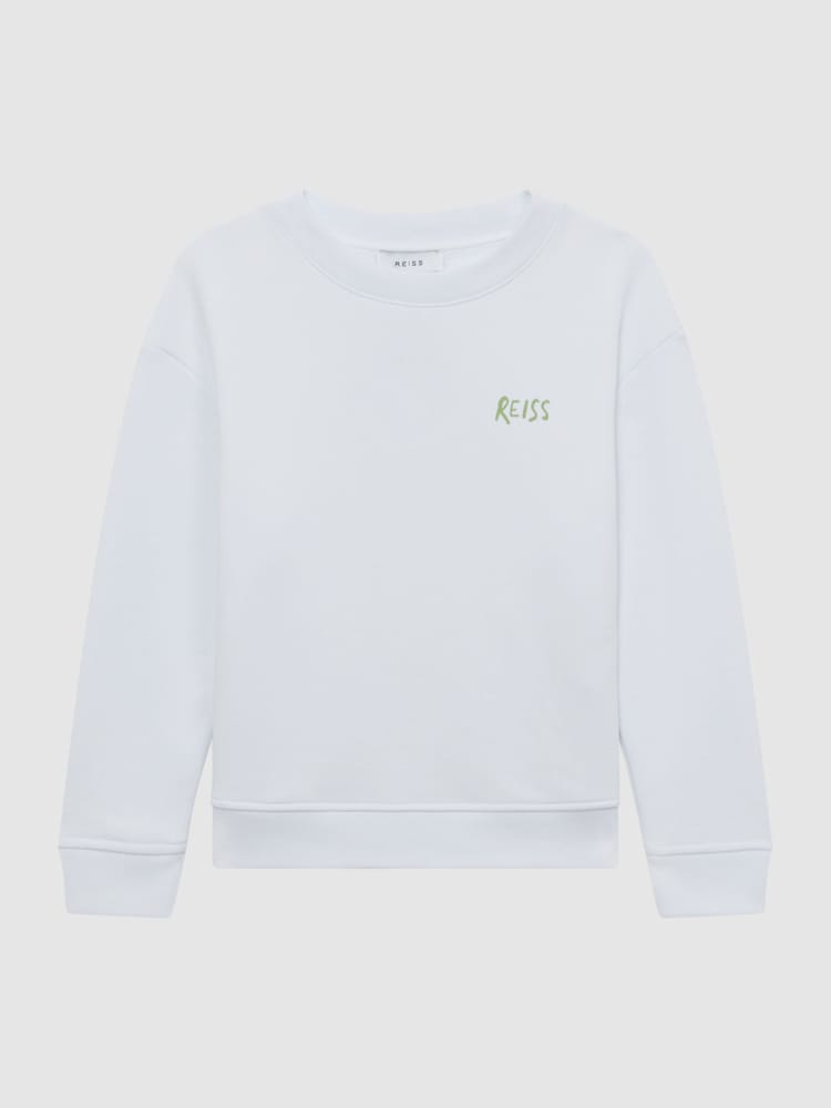 Reiss Ecru Positano Senior Cotton Crew Neck Jumper - Image 2 of 7