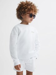 Reiss Ecru Positano Senior Cotton Crew Neck Jumper - Image 3 of 7