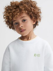 Reiss Ecru Positano Senior Cotton Crew Neck Jumper - Image 4 of 7