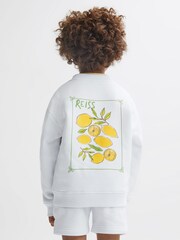 Reiss Ecru Positano Senior Cotton Crew Neck Jumper - Image 5 of 7