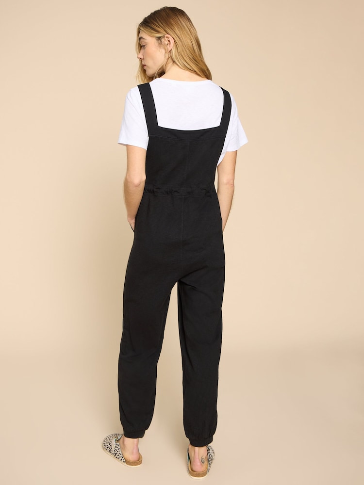 White Stuff Black 100% Cotton Jersey Daphne Dungarees - Image 2 of 4