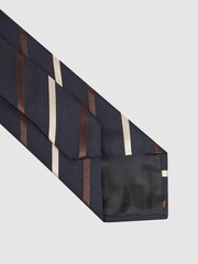 Reiss Navy Seville Silk Blend Striped Tie - Image 4 of 4