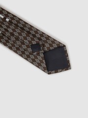 Reiss Chocolate Monza Silk Geometric Print Tie - Image 4 of 5