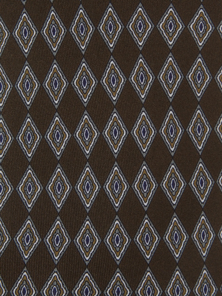 Reiss Chocolate Monza Silk Geometric Print Tie - Image 5 of 5