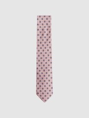 Reiss Soft Rose Asolo Silk Medallion Print Tie - Image 1 of 5