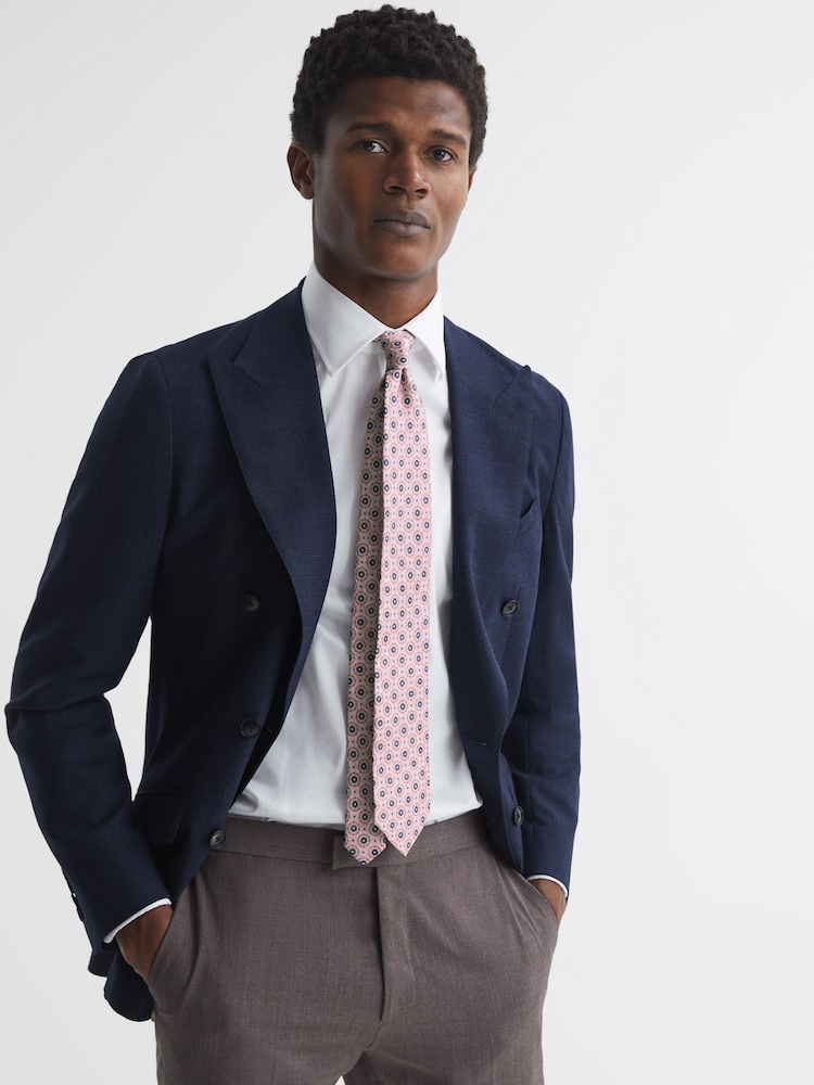 Reiss Soft Rose Asolo Silk Medallion Print Tie - Image 2 of 5