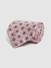 Reiss Soft Rose Asolo Silk Medallion Print Tie - Image 3 of 5