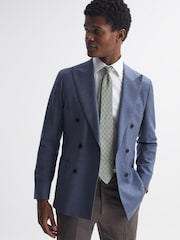Reiss Sea Green Asolo Silk Medallion Print Tie - Image 2 of 5