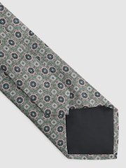 Reiss Sea Green Asolo Silk Medallion Print Tie - Image 4 of 5