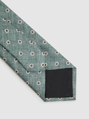 Reiss Sea Green Melange Porto Silk Polka Dot Print Tie - Image 4 of 5