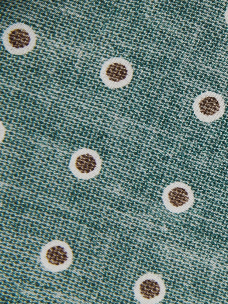 Reiss Sea Green Melange Porto Silk Polka Dot Print Tie - Image 5 of 5