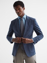 Reiss Indigo Amalfi Medallion Printed Silk Tie - Image 3 of 4